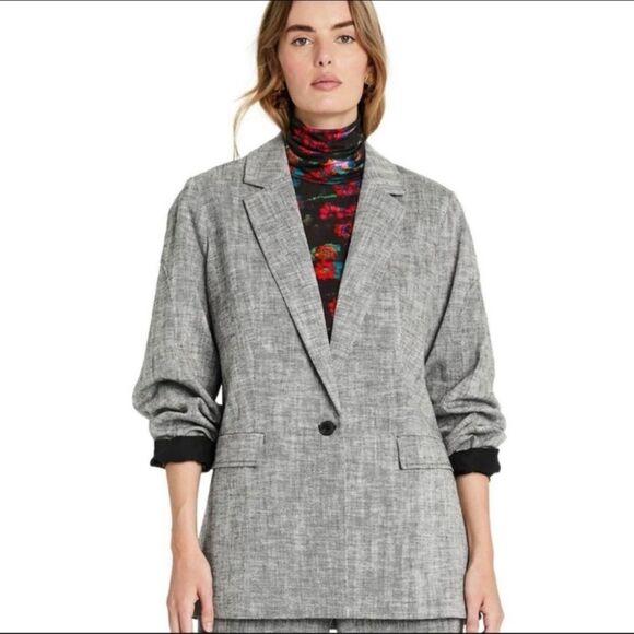 NWT Rachel Comey x Target Blazer Jacket Gray Chevron Oversized Tweed - Picture 1 of 7
